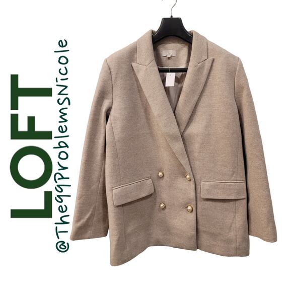 LOFT Brushed Herringbone Double Breasted Blazer - Picture 8 of 10